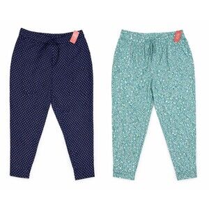 State of Day 1X Sleep Jogger Pants Bundle 2pc Floral Garden Brush & Diamond Geo